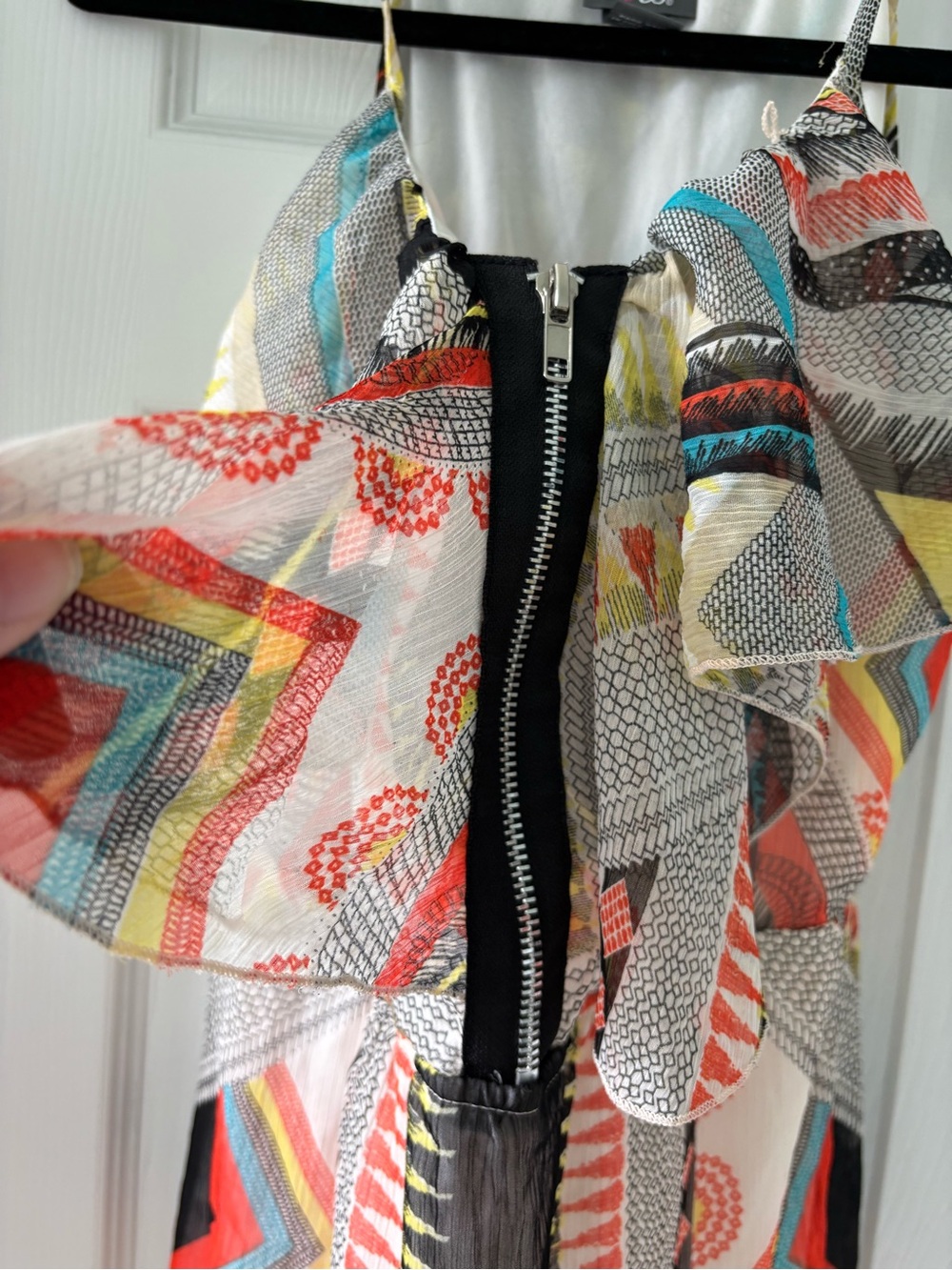 Dots Multicolor Geometric Ruffle Maxi Dress - Picture 6 of 9